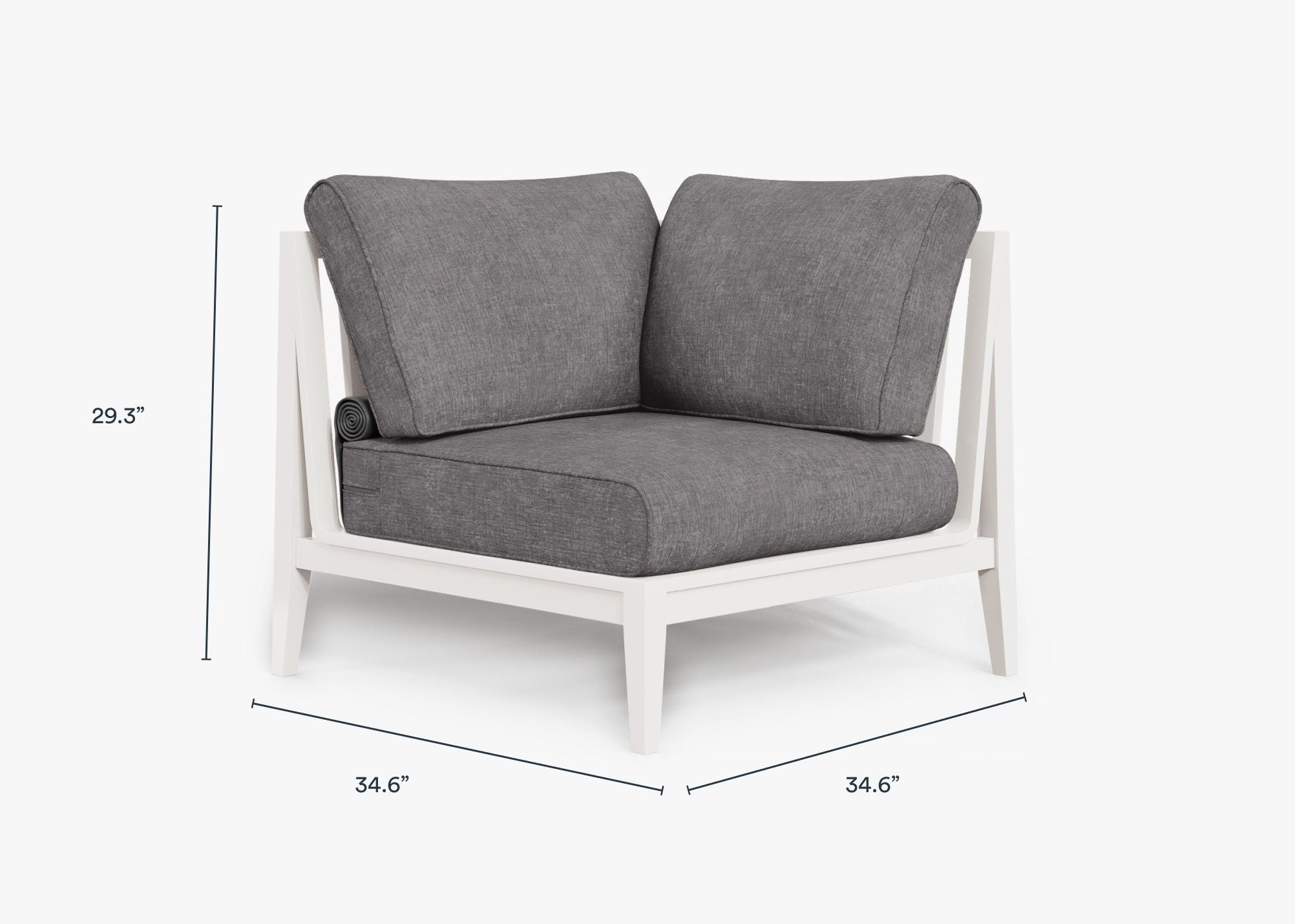 Chaise sectionnelle d'extérieur en aluminium blanc - Gauche