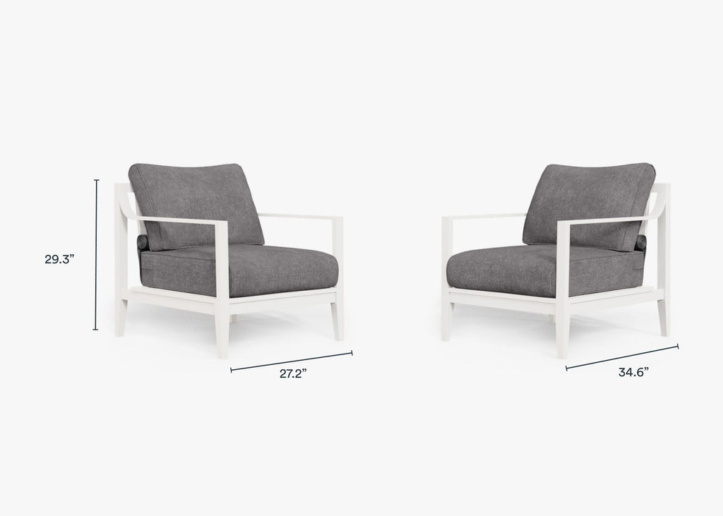 Ensemble de conversation avec fauteuils d'extérieur en aluminium blanc