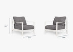 Ensemble de conversation avec fauteuils d'extérieur en aluminium blanc