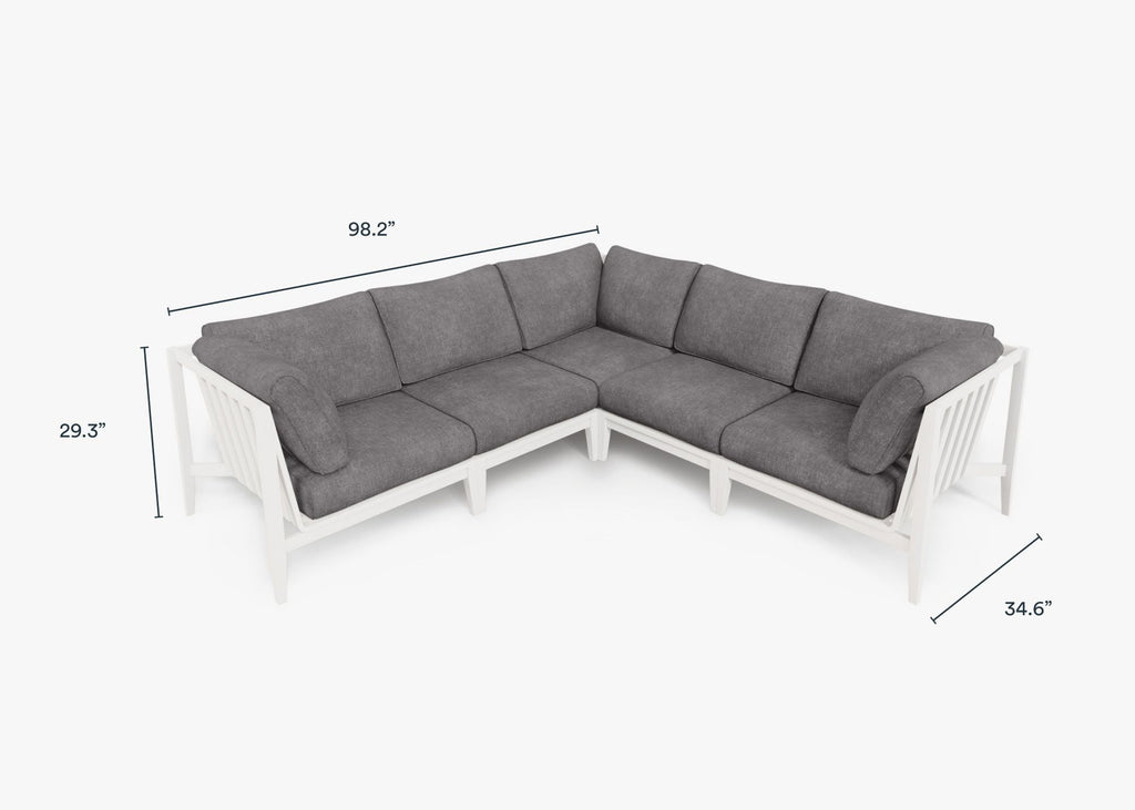 Canapé d'angle d'extérieur en aluminium blanc - 5 places