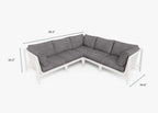 Canapé d'angle d'extérieur en aluminium blanc - 5 places