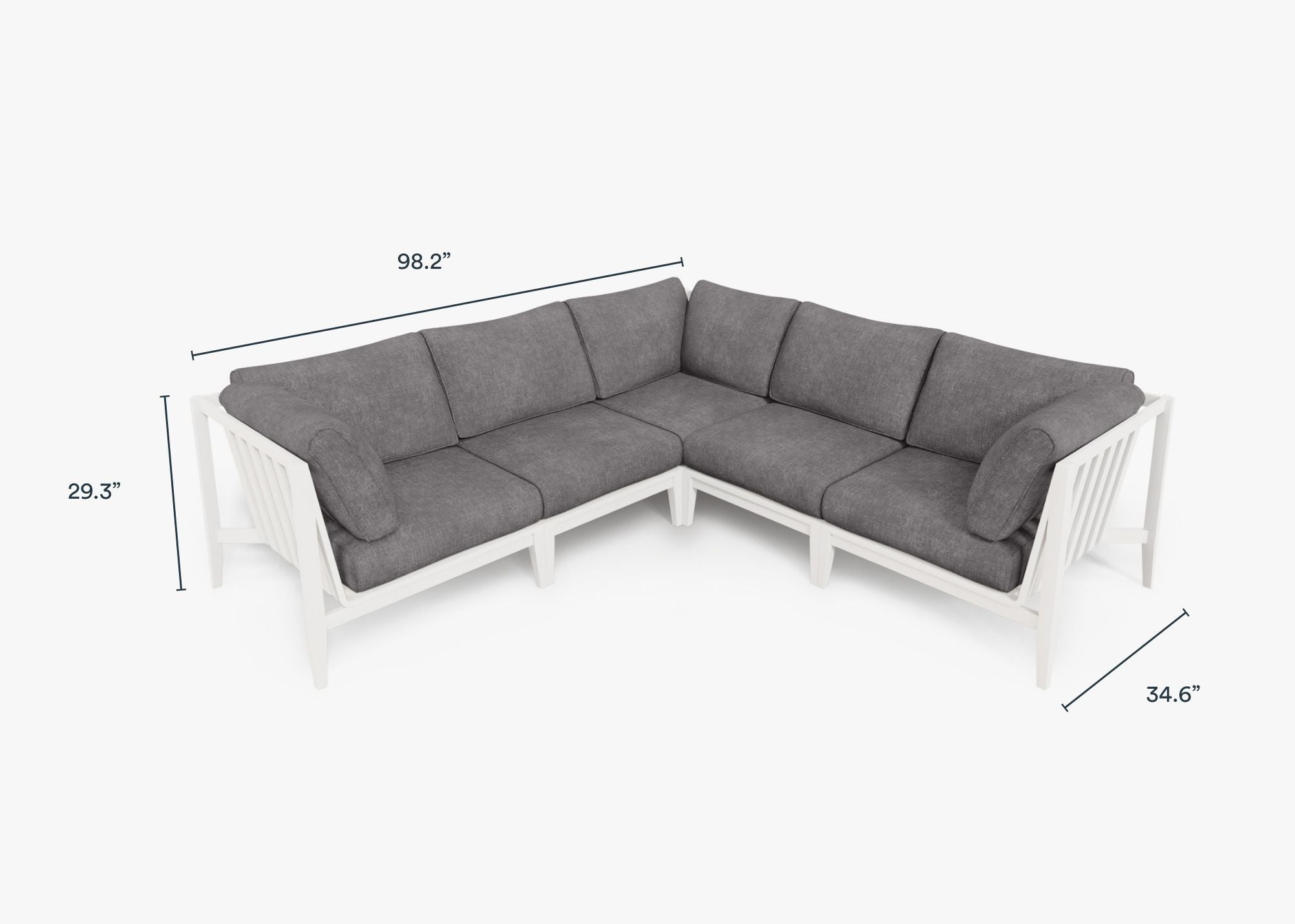 Canapé d'angle d'extérieur en aluminium blanc - 5 places