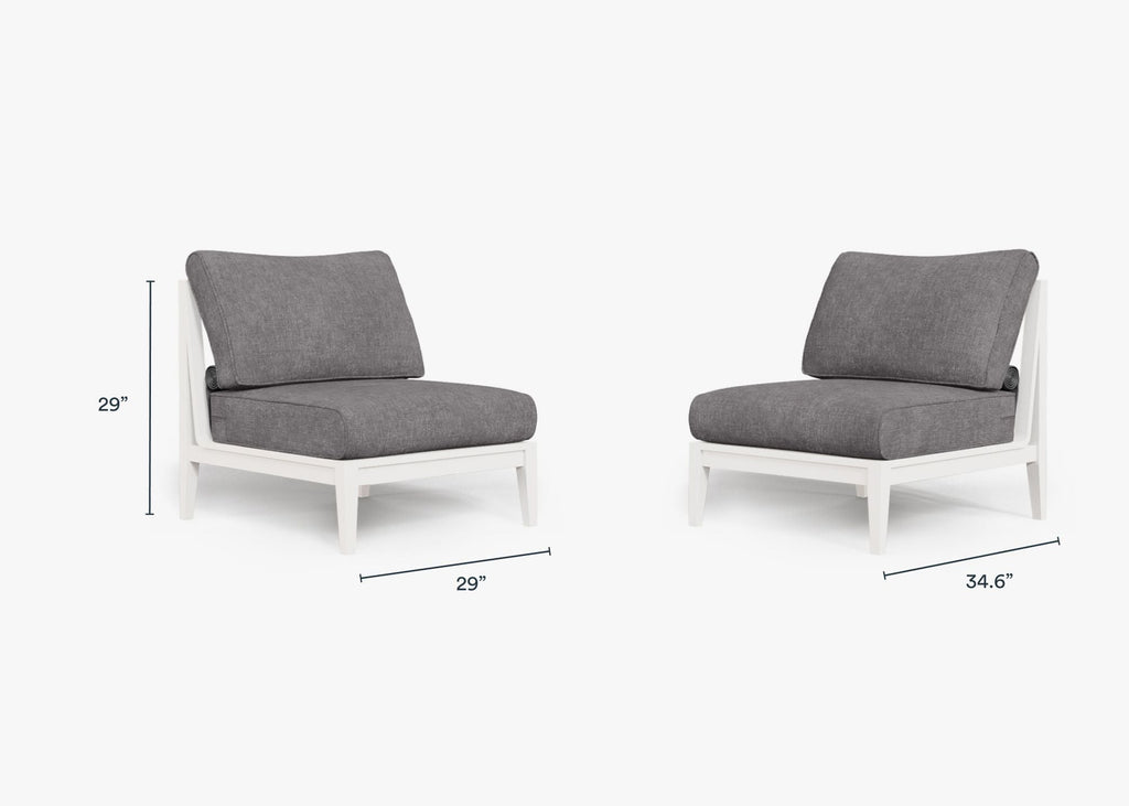 Ensemble de conversation d'extérieur en aluminium blanc sans accoudoirs