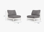 Ensemble de conversation d'extérieur en aluminium blanc sans accoudoirs