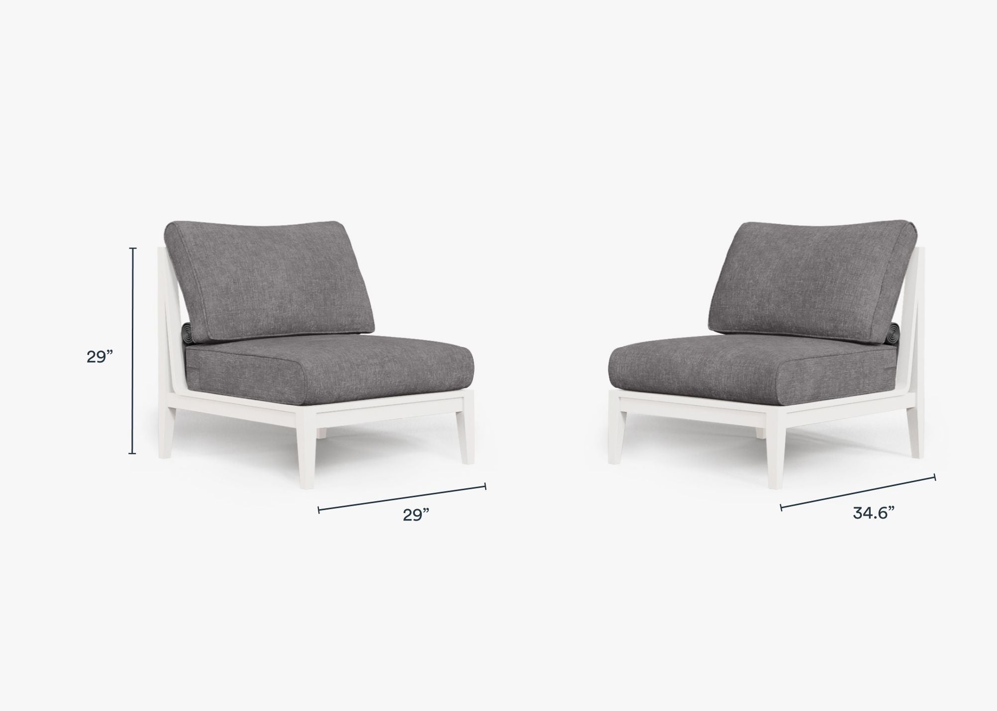 Ensemble de conversation d'extérieur en aluminium blanc sans accoudoirs