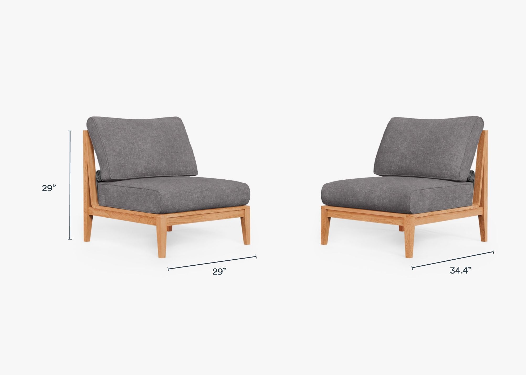 Ensemble de conversation d'extérieur en teck avec chaises sans accoudoirs