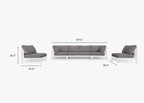 Canapé d'extérieur en aluminium blanc avec accoudoirs - 6 places