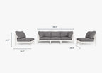 Canapé d'extérieur en aluminium blanc avec accoudoirs - 5 places