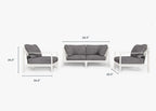 Canapé d'extérieur en aluminium blanc avec fauteuils - 4 places