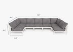 Canapé d'extérieur sectionnel en U en aluminium blanc - 7 places