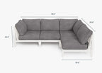 Canapé d'extérieur sectionnel en aluminium blanc - 4 places