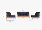 Canapé d'extérieur en teck avec fauteuils sans accoudoirs - 4 places