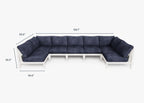 Canapé d'extérieur sectionnel en U en aluminium blanc - 7 places