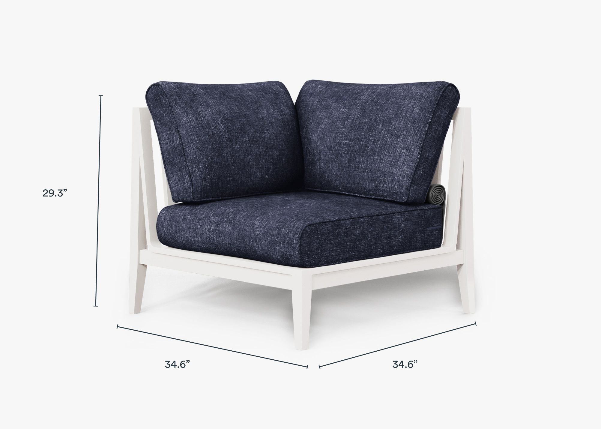 Chaise sectionnelle d'extérieur en aluminium blanc - Droite