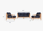 Canapé d'extérieur en teck avec fauteuils - 4 places