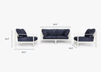 Canapé d'extérieur en aluminium blanc avec fauteuils - 4 places