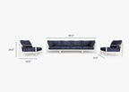 Canapé d'extérieur en aluminium blanc avec fauteuils - 6 places