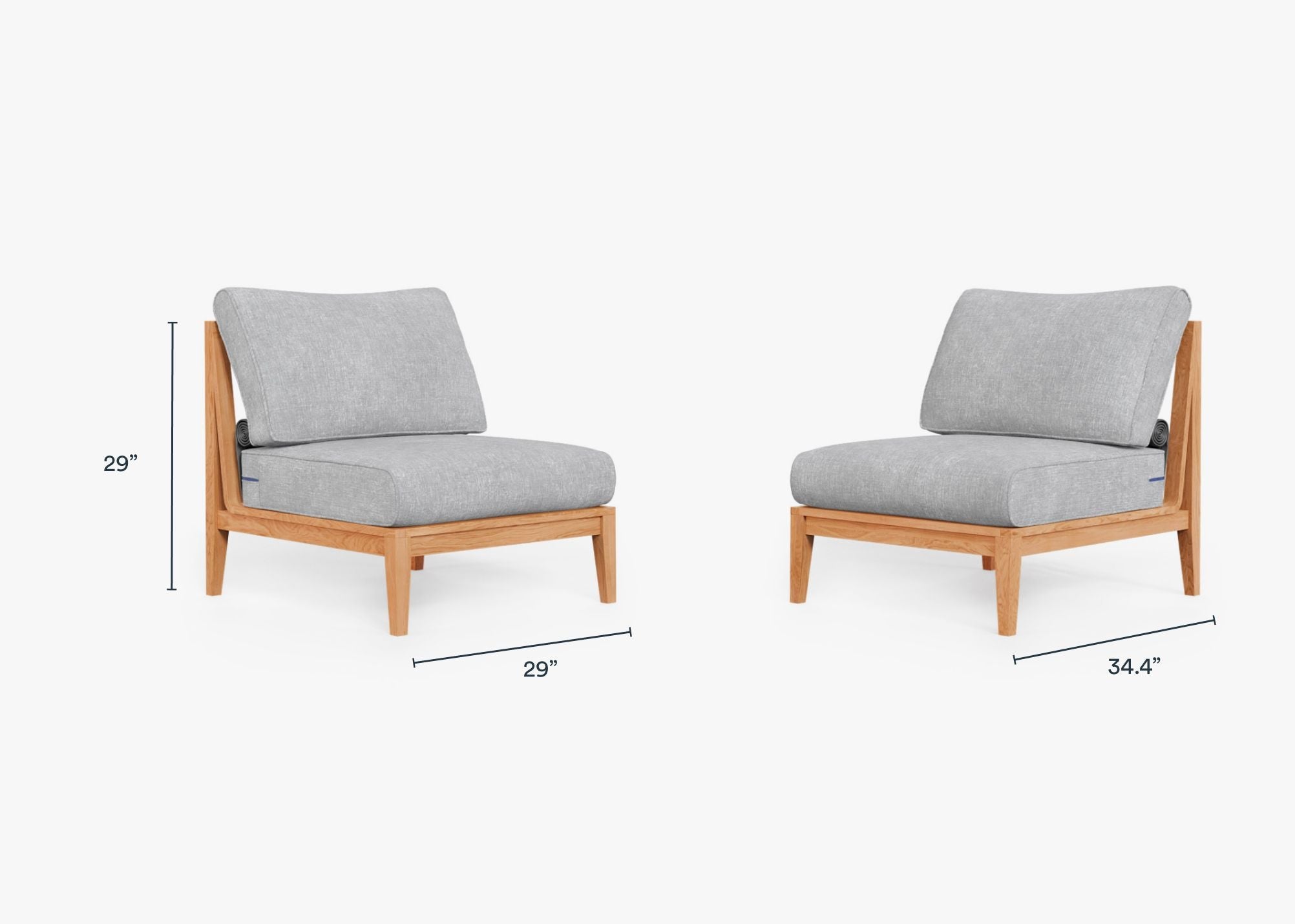 Ensemble de conversation d'extérieur en teck avec chaises sans accoudoirs