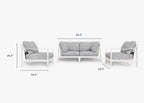 Canapé d'extérieur en aluminium blanc avec fauteuils - 4 places