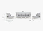 Canapé d'extérieur en aluminium blanc avec accoudoirs - 5 places