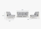 Canapé d'extérieur en aluminium blanc avec accoudoirs - 4 places