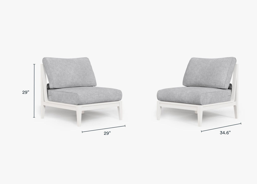 Ensemble de conversation d'extérieur en aluminium blanc sans accoudoirs