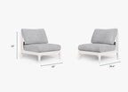 Ensemble de conversation d'extérieur en aluminium blanc sans accoudoirs