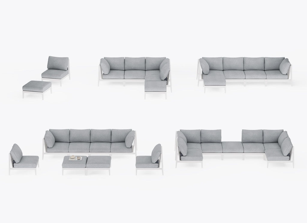 Pouf d'extérieur en aluminium blanc