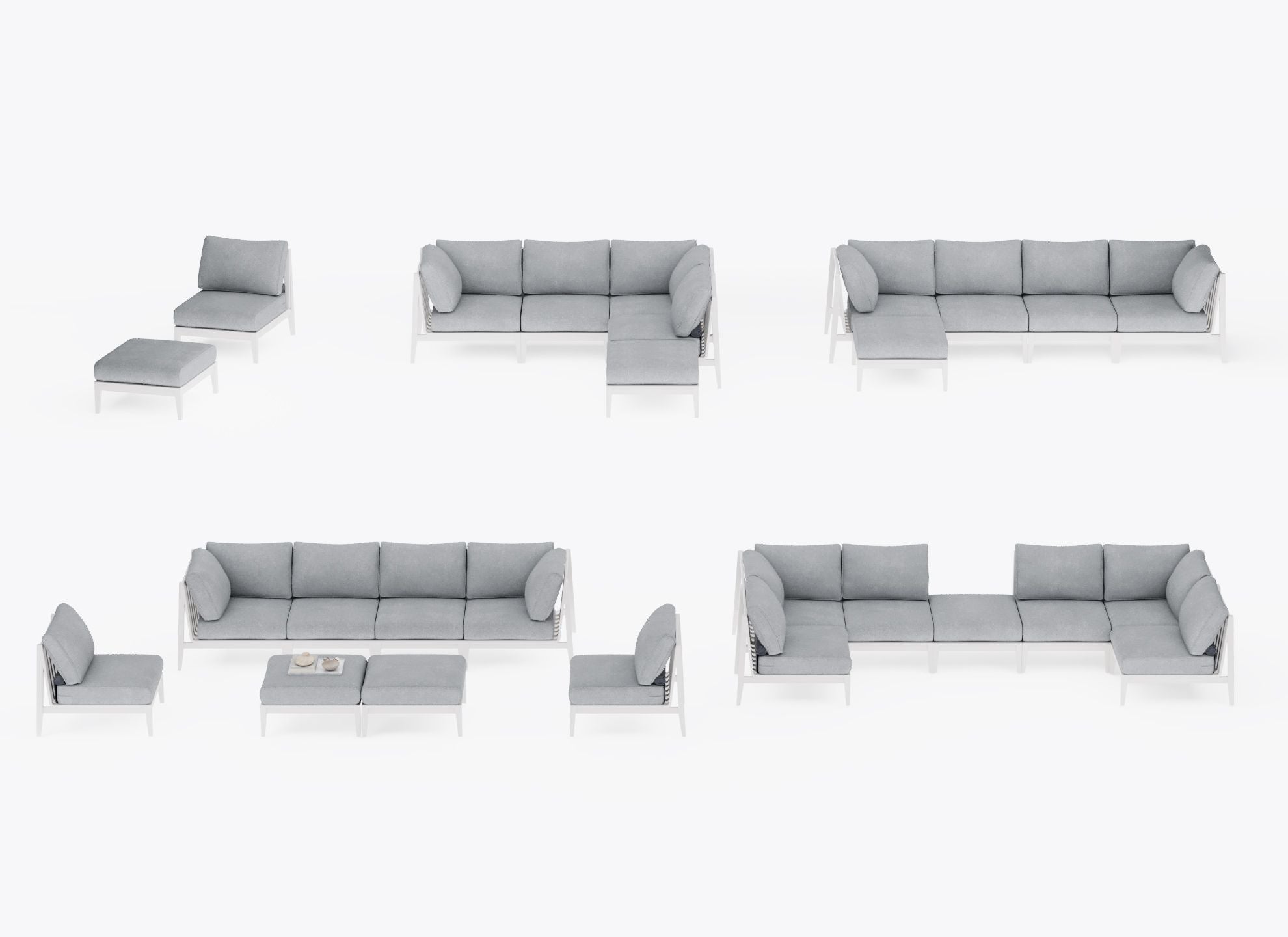 Pouf d'extérieur en aluminium blanc