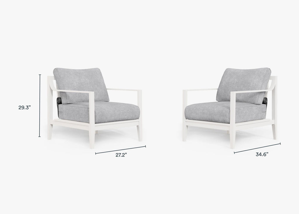 Ensemble de conversation avec fauteuils d'extérieur en aluminium blanc