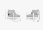 Ensemble de conversation avec fauteuils d'extérieur en aluminium blanc