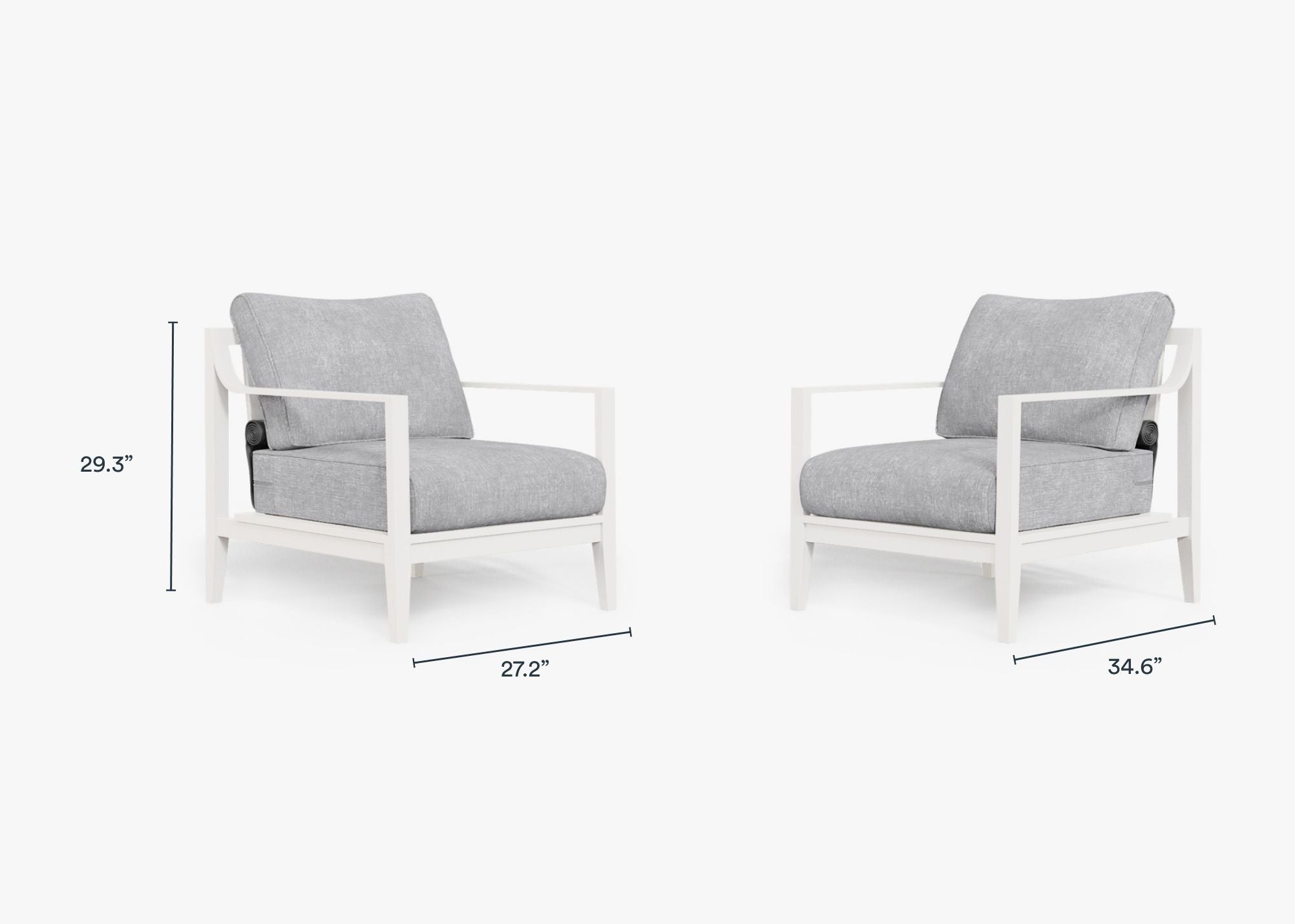 Ensemble de conversation avec fauteuils d'extérieur en aluminium blanc