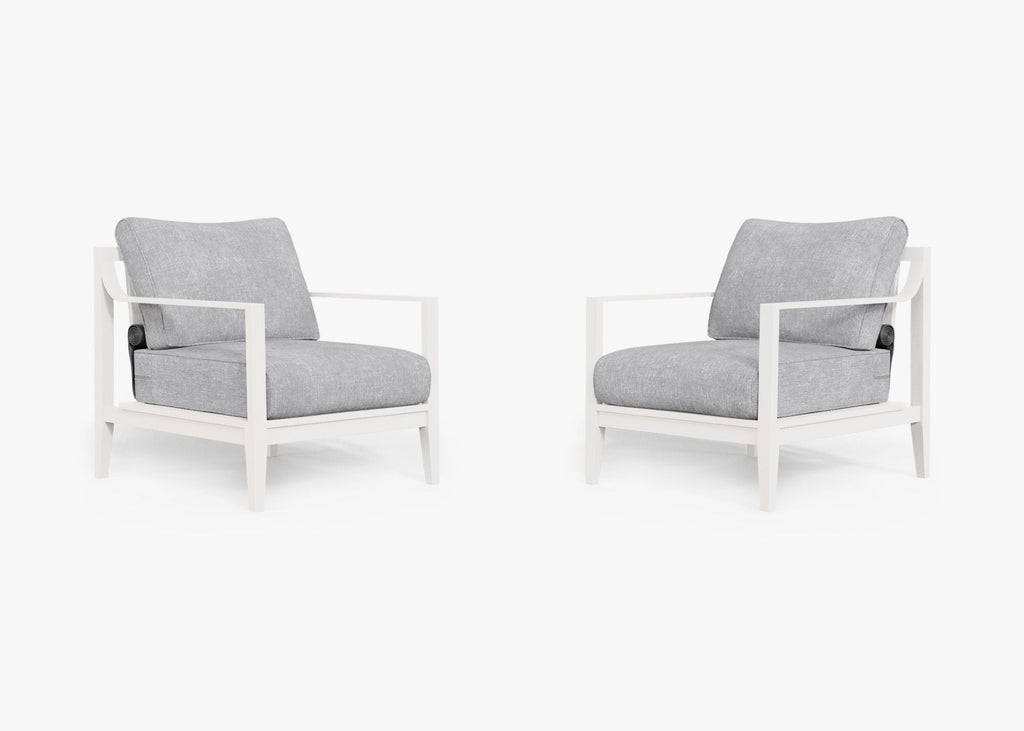 Ensemble de conversation avec fauteuils d'extérieur en aluminium blanc
