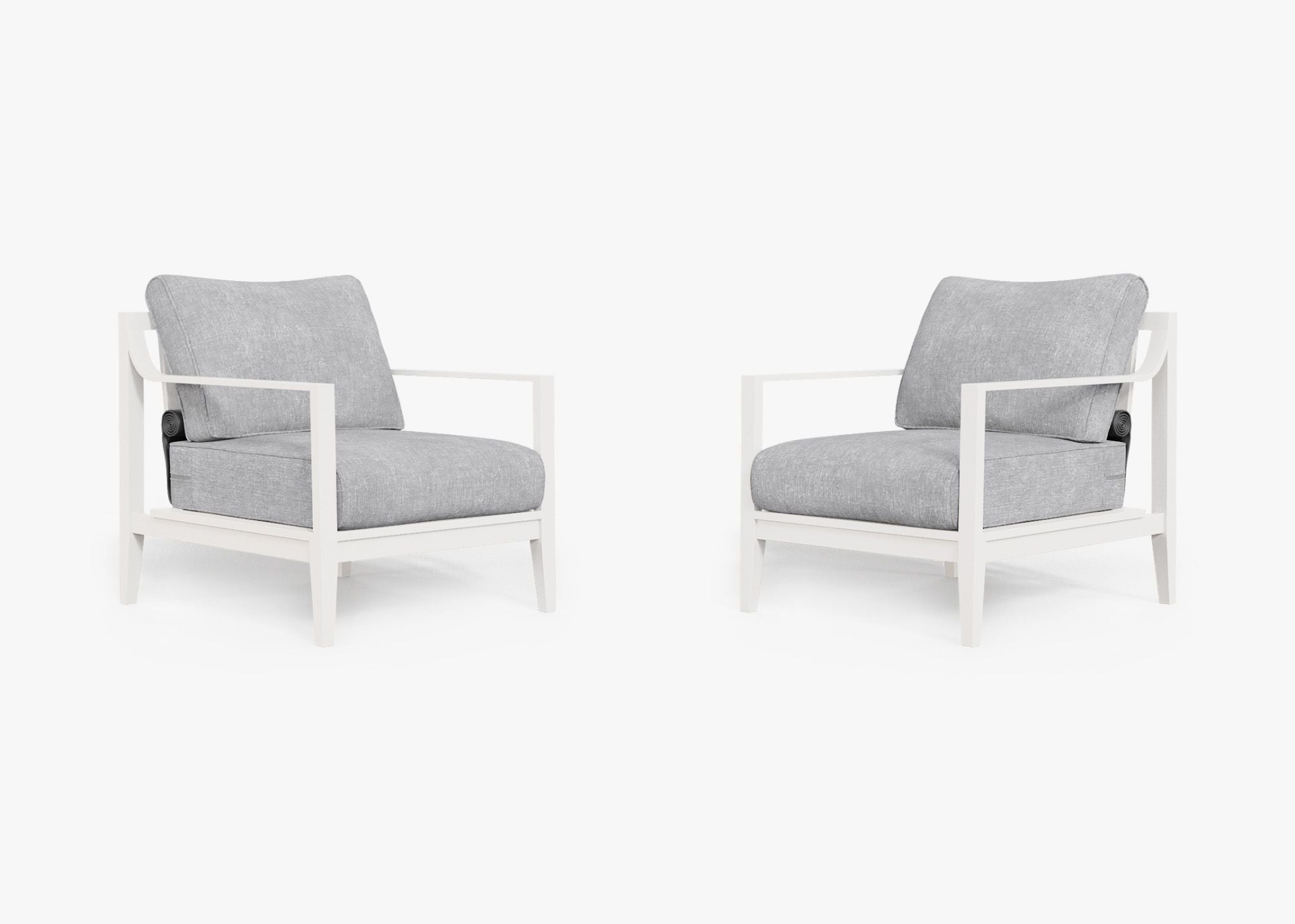 Ensemble de conversation avec fauteuils d'extérieur en aluminium blanc