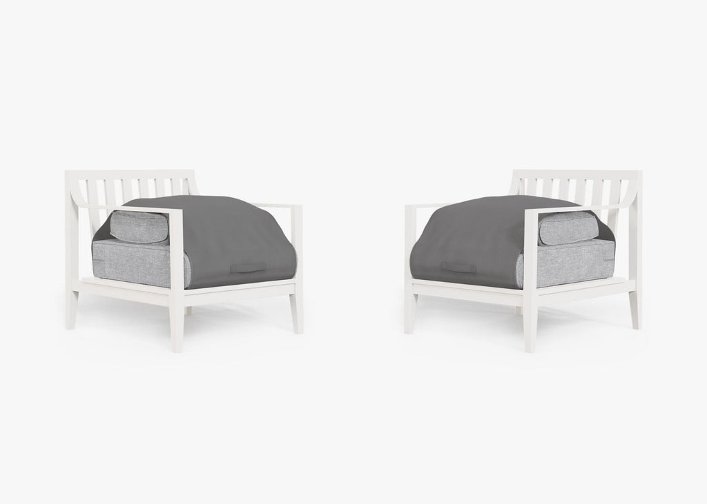 Ensemble de conversation avec fauteuils d'extérieur en aluminium blanc