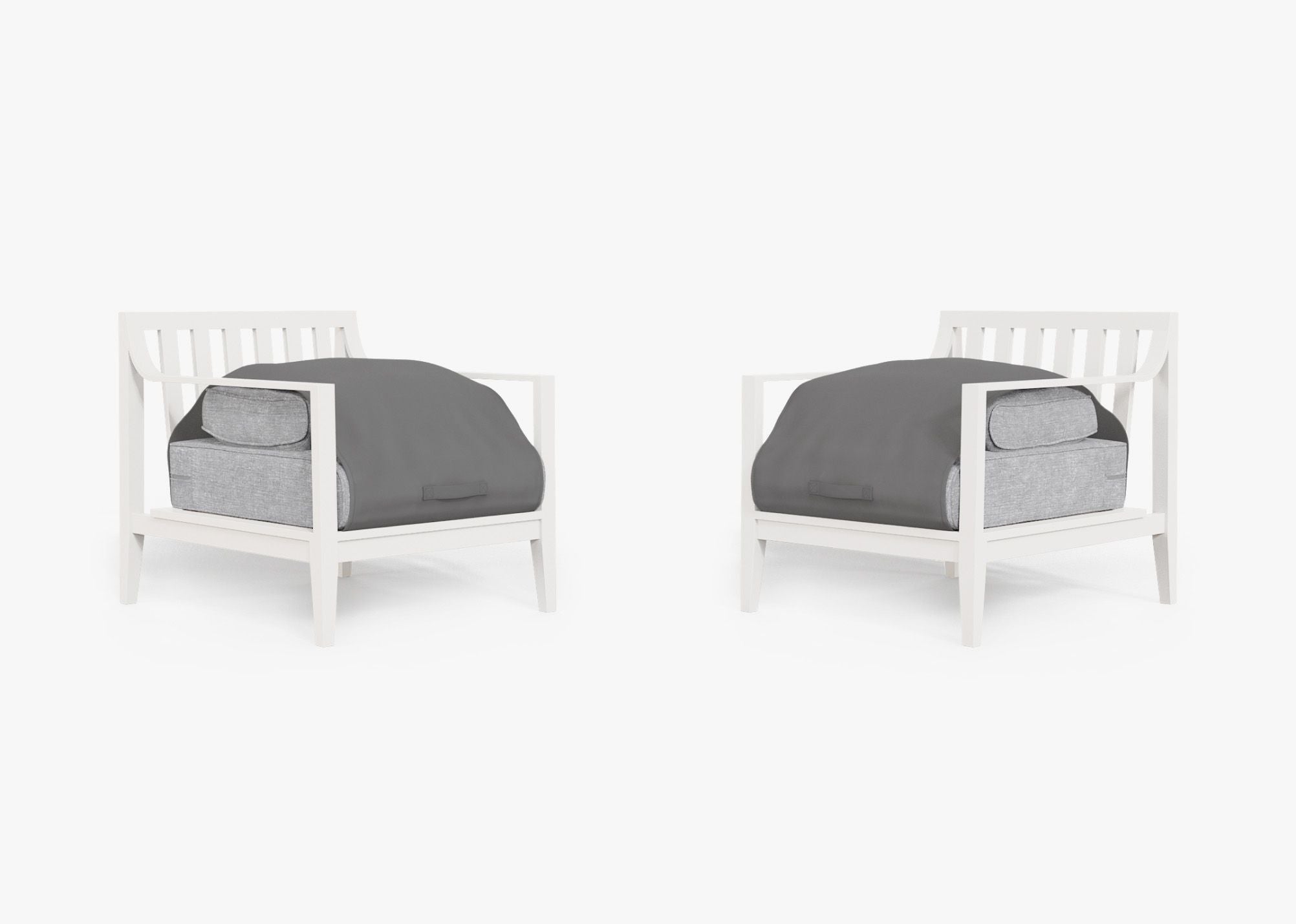 Ensemble de conversation avec fauteuils d'extérieur en aluminium blanc