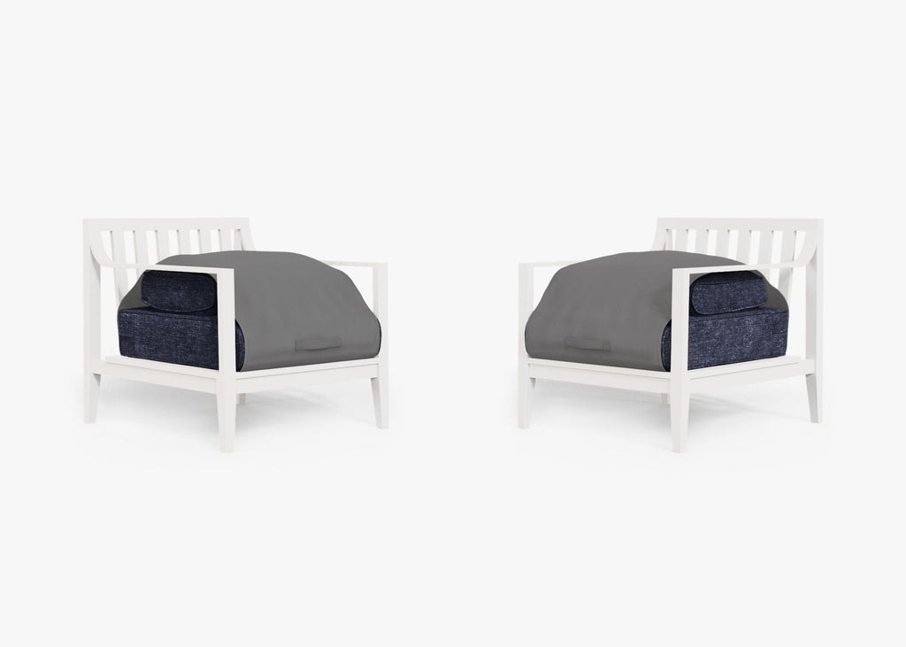 Ensemble de conversation avec fauteuils d'extérieur en aluminium blanc