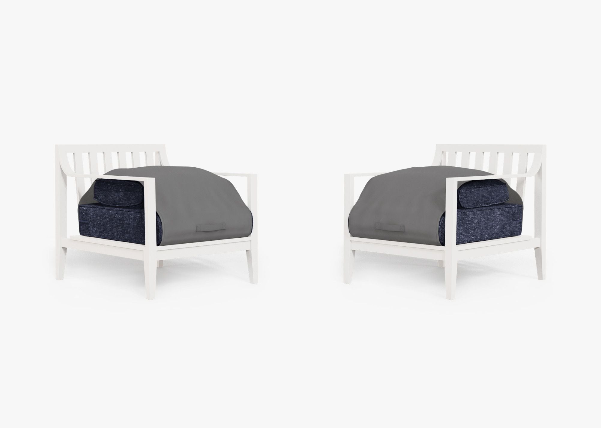Ensemble de conversation avec fauteuils d'extérieur en aluminium blanc
