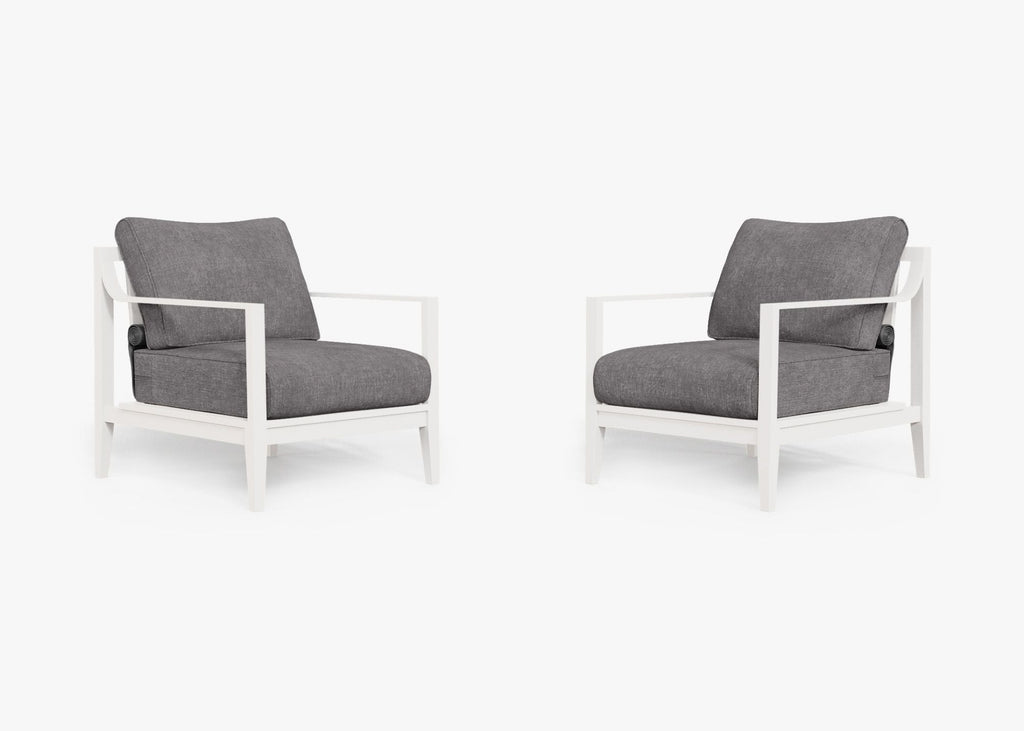 Ensemble de conversation avec fauteuils d'extérieur en aluminium blanc