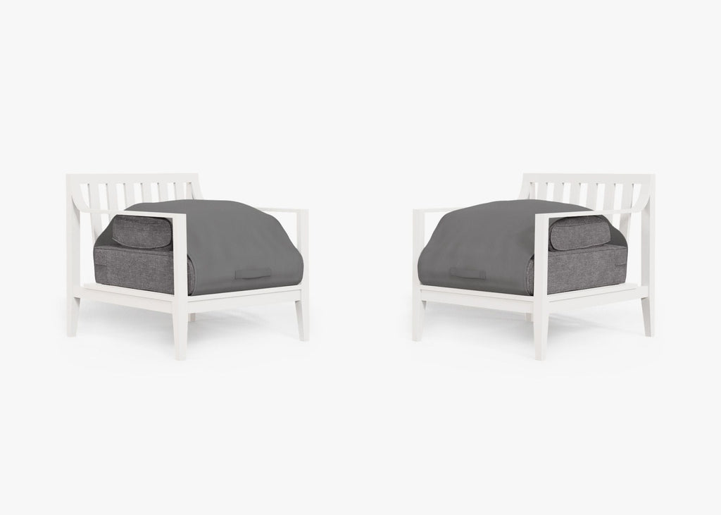 Ensemble de conversation avec fauteuils d'extérieur en aluminium blanc