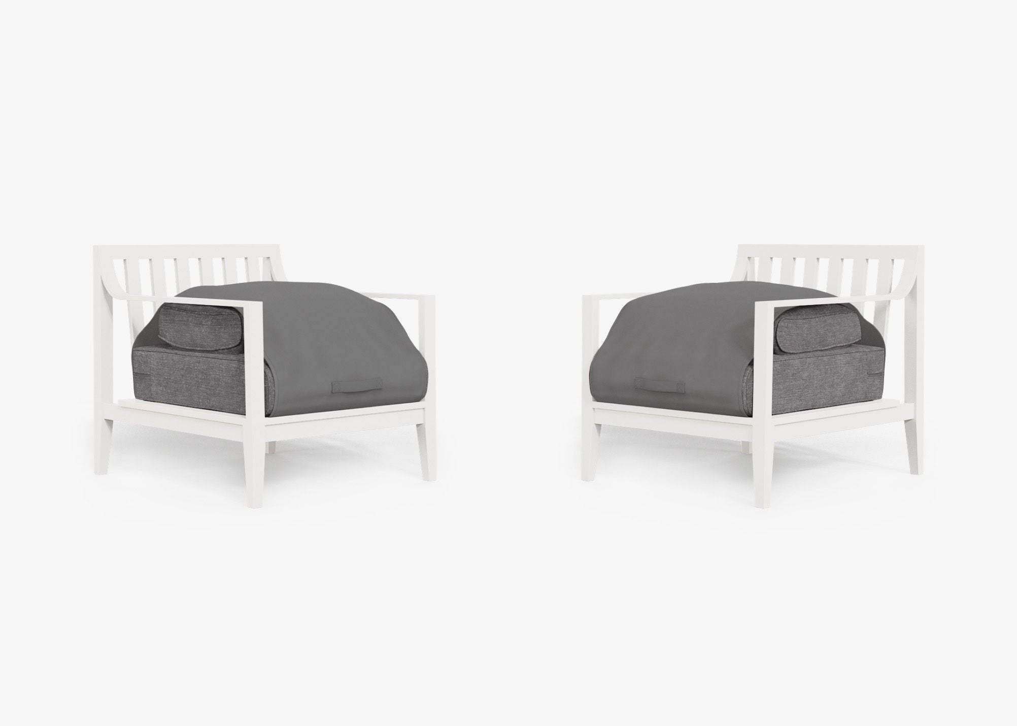 Ensemble de conversation avec fauteuils d'extérieur en aluminium blanc