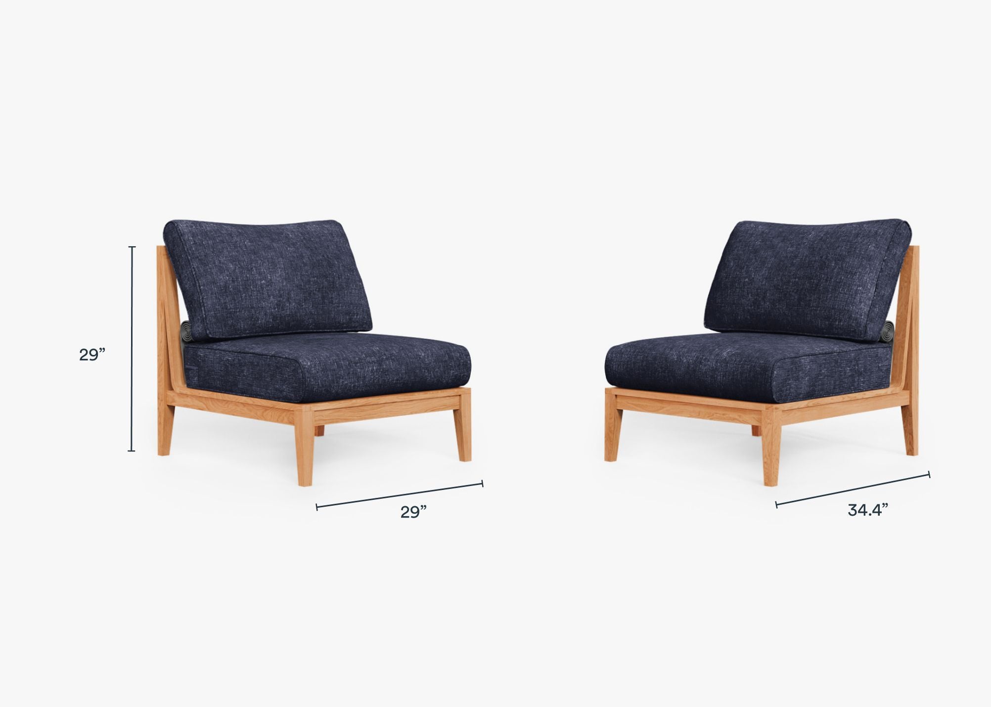 Ensemble de conversation d'extérieur en teck avec chaises sans accoudoirs