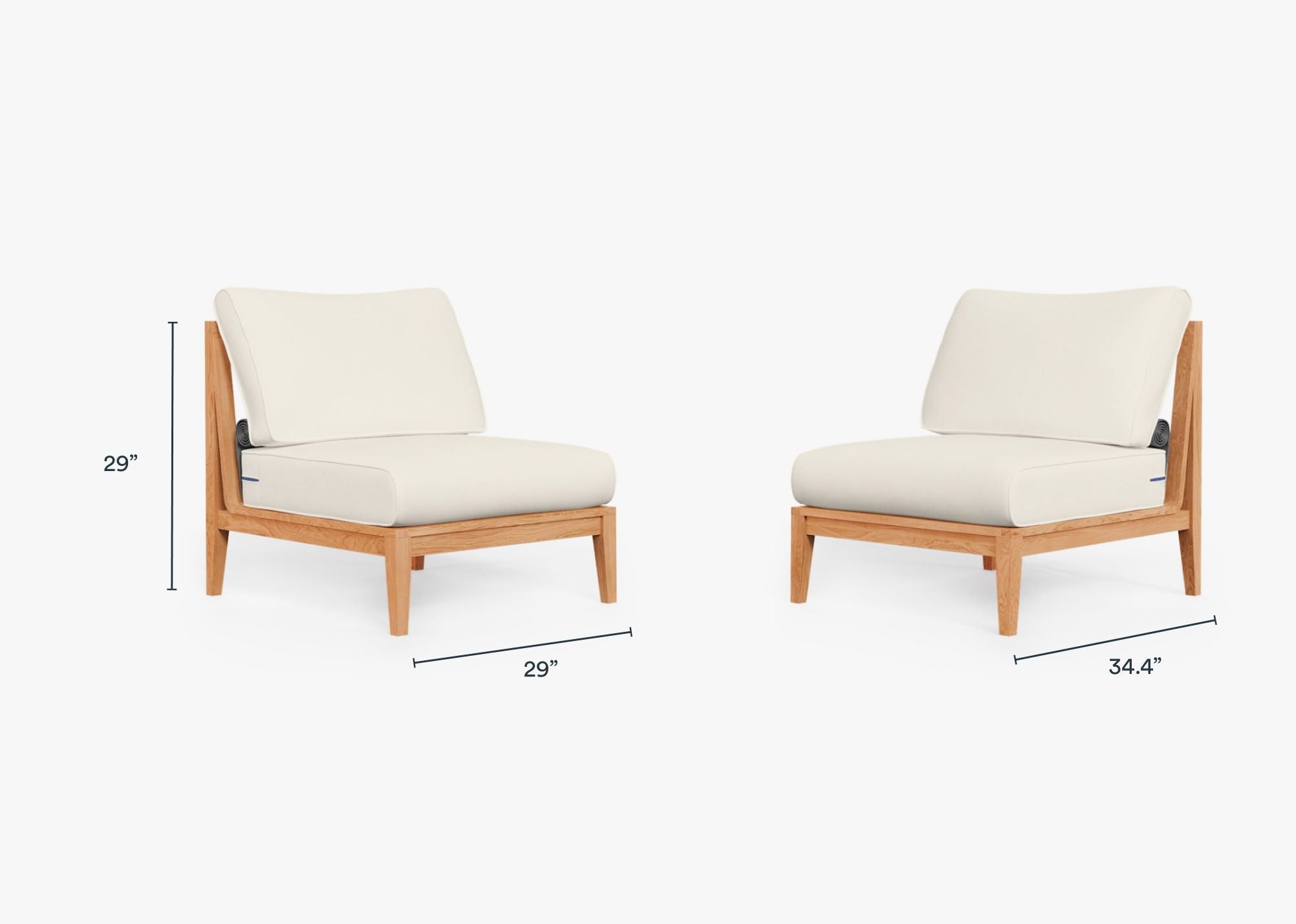 Ensemble de conversation d'extérieur en teck avec chaises sans accoudoirs