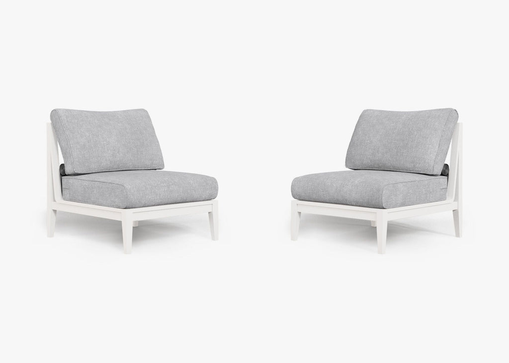 Ensemble de conversation d'extérieur en aluminium blanc sans accoudoirs