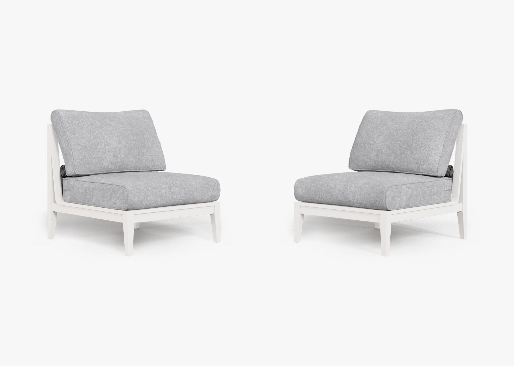 Ensemble de conversation d'extérieur en aluminium blanc sans accoudoirs
