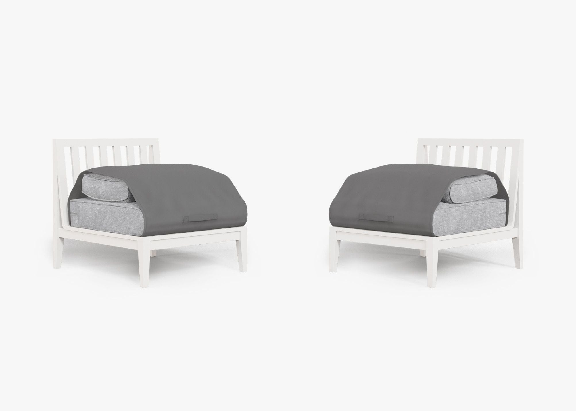Ensemble de conversation d'extérieur en aluminium blanc sans accoudoirs