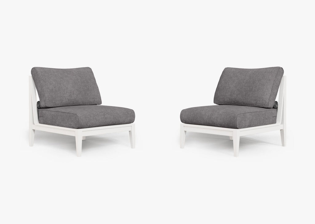 Ensemble de conversation d'extérieur en aluminium blanc sans accoudoirs