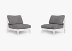 Ensemble de conversation d'extérieur en aluminium blanc sans accoudoirs
