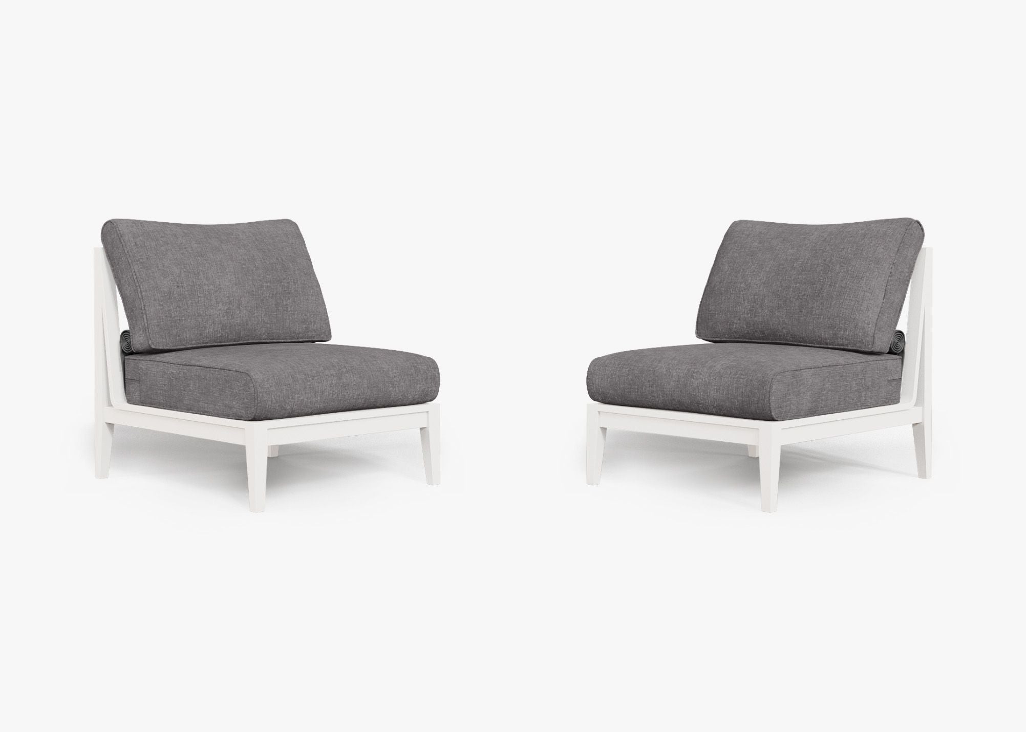 Ensemble de conversation d'extérieur en aluminium blanc sans accoudoirs