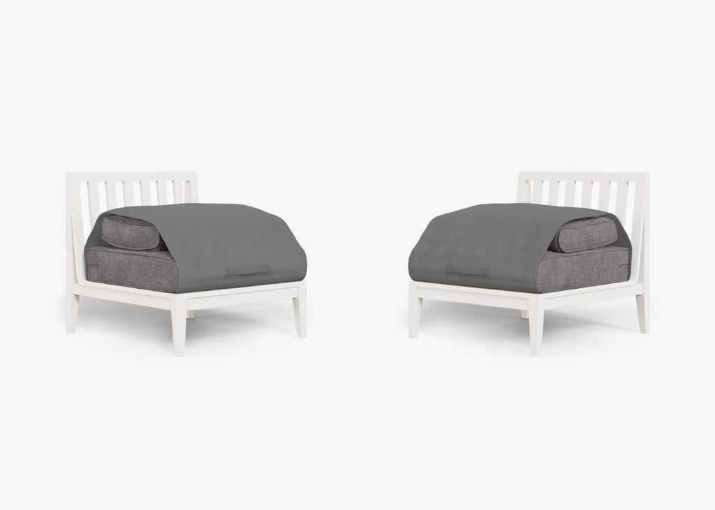Ensemble de conversation d'extérieur en aluminium blanc sans accoudoirs